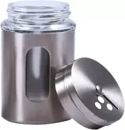 1 Pack Large Salt Shaker Stainless Steel and Glass 4.3x2.7 Inch with 3 Pour Sett