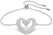 Swarovski Una Rhodium Plated Swan Neck Heart Bracelet With Clear Crystal 5625534 For Women