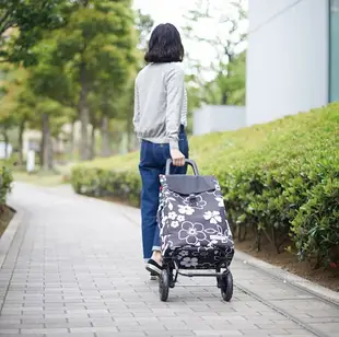 日本 COCORO 高雅 藍色花葉 大容量 40L 保冷購物車/菜籃車