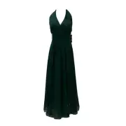Vera Wang White Label Dark Green Chiffon Prom/Event/Bridesmaid Gown Dress 10