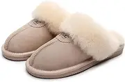 Best Gift Choice UGG 1978AUS Slippers for Men and Women - Premium Australian Sheepskin House Slippers with Cloud-Like Comfort, Fluffy Fur & Anti-Slip Sole, Super Warm & Cozy, Water-Resistant(13 US, SAND)