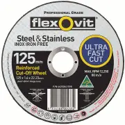 Flexovit A46T-BF41 - Ultra Thin Cut Off Disc - 127 x 1.6 x 22.2mm Mega Inox