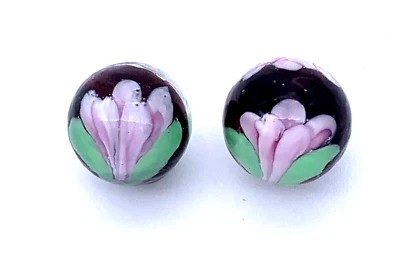 New for 2023! Lilac Crocus 16mm Art Glass Handmade Pk2 Player Marbles 5/8" Vacor