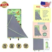 Travel-Friendly 43-Inch Nap Mat with Pillow for Kids - Vibrant Animal Prints