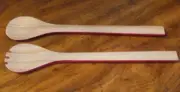 NEW~2 Piece Bamboo Salad Serving Set~Spoon & Fork~Decorative Yet Practical
