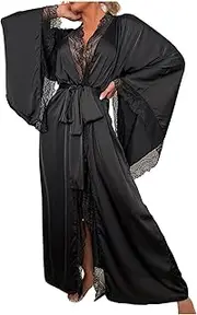 [Generic] Women's Robes Plush 2xl With Trim Silky Feather Trim Cuffs Long Bathrobe With Ladies Bathrobes Plush