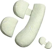 Cozioz Comfortable Pregnancy Pillow for Expecting Mothers - Soft Body Support for Back, HIPS, and Legs with Detachable & Adjustable Cover (Green)
