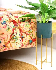 Linen Connections Vintage Handmade Kantha Floral Cotton Quilt Throw Bedspread Block Print Quilt Indian Quilt Comforter Duvet Cover Quilt - 014