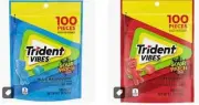 2 NEW BAGS OF TRIDENT VIBES SOUR PATCH KIDS BLUE RASPBERRY REDBERRY 200 PIECES