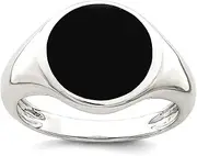 [JewelryWeb] 925 Sterling Silver Simulated Onyx Inlay Ring Band Style-Ring for Women