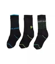 Under Armour Boy's Phenom Crew Socks 3-Pair (Little Kid/Big Kid) Radar Blue/Asso