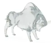 MURANO Art Glass Clear Bull Figirine by Licio Zanetti Hand Blown Italy Vintage