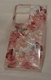 Samsung Galaxy S21 Ultra Pink Roses and Butterflies Soft Cell Phone Case
