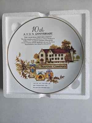 Avon 10th Anniversary Porcelain Plate 22k Gold California Perfume Company