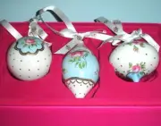 Royal Albert New Country Polka Rose Ornaments Set of 3 NEW IN THE BOX (s)