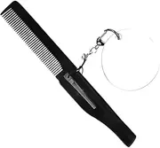 WOONEKY Folding Comb Keychain with Oval Mirror Durable Beard Comb for Men Compact Foldable Fine Tooth Travel Accessory Convenient and Portable Design