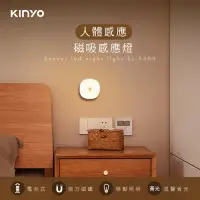 在飛比找Yahoo奇摩購物中心優惠-KINYO 電池式磁吸LED人體感應燈-黃光