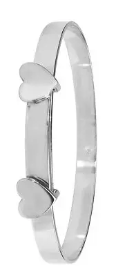 925 Sterling Silver Baby Girls Heart Expander Bangle - 5 Grams 223002U