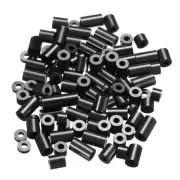 Round Spacer Washer Set, 100 Pack 2,5,8,10,12mm for M3 Screws Black