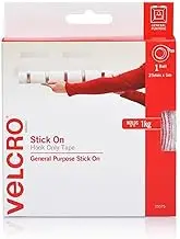 Velcro Stick On Hook Only Tape, 25 mm x 5 Metre Size, White