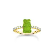 THOMAS SABO Ring with green mini sized goldbears and zirconia