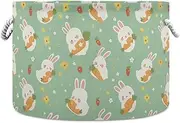 Yoogain Green Cute Rabbits Cartoon storage basket collapsable and waterproof storage bins with sturdy handle Hamper Decorativas accessories for pantry office toy