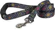 Yellow Dog Design Paisley Skulls Multi EZ-Grip Dog Leash with Comfort Handle, Large-1" Wide 5' (60") Long
