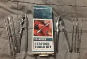 10 Pieces Seafood Tools Set Including 2 Lobster Crab Crackers 8 Forks Durable
