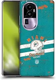 Head Case Designs Officially Licensed NFL Helmet Distressed Miami Dolphins Logo Art Soft Gel Case Compatible with Oppo Reno10 Pro+