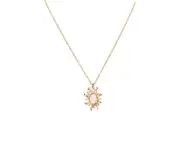Bohemia Opal Sun Pendent Stone Long Necklace Wedding Gift Jewelry for Women Girl-Golden