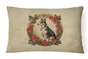 Basenji Christmas Flowers Throw Pillow