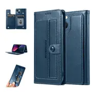 For Apple iPhone 13 Mini Case SupRShield Pro Luxury Wallet Leather Flip Magnetic Stand Case Cover (Navy Blue)