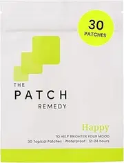 The Patch Remedy Happy Mood Patches - Topical Natural Stress Relief Supplement with 5-HTP, L-Theanine, Rhodiola Rosea, Inositol, Vitamin B6 & D3, Vegan, Gluten-Free, Waterproof Calm Stickers for Skin