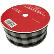 Black White Checker Bendable Wire Ribbon 2.5 x 75ft- Large Jumbo Roll Farmhouse