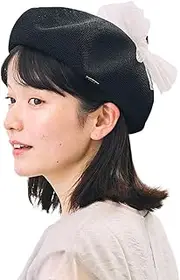 [CA4LA] Kashilla TOZ00076 Women's Beret, Washable, Daily, Casual, Girly, Ribbon, Pearl, Size Adjustable,