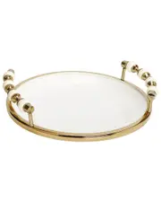 Alice Pazkus Flat Round Plate with Beaded Handles