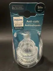 Philips AVENT Anti-Colic. Baby Bottle Nipple.1m+. 2 x Flow 2 nipples