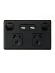 Lucci Power Gravity Twin 10A GPO with Double USB Ports Only in Matte Black