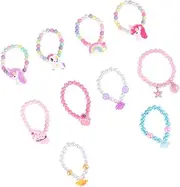 [Holibanna] 10Pcs Cartoon Bracelet Unicorn Rainbow Ice Wristlet Mixed Color Bead String Bracelets for Boys Safe Durable Party Favors