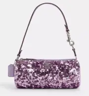 Coach Purple Sequin Bling Nolita Barrel Bag- Silver/Lilac, Fast Shipping