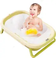 wiroouia Folding Baby Bathtub | Non-Slip Silicone Bath Tub | Showering Tool, Baby Supplies, Temperature-Sensitive, Double-Layer Heat Insulation for Bathroom