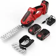 2in1 Cordless Hedge Grass Trimmer, Garden Grass Shears Hedge Shears Small Weed Trimmer, for Shrub, Garden, Grass and Lawn Edge Prunin with 2 Battery & Charger