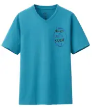 Uniqlo Men's Jack Pierson Sprz Ny Moma V Neck T Shirt Blue Size XS