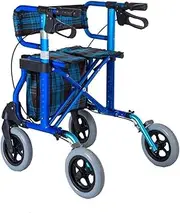 Walker,Aluminum Alloy Rollator,Lightweight Foldable 4 Wheel Rollator Walker Aid with Padded Seat Lockable Brakes and Storage Bag, Adjustable Height, Blue,Max Load 136kg Little Surprise