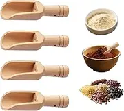 4PCS Wooden Spoons Small Scoop Mini Bamboo Spoons Eco-Friendly and Easy to Clean for Kitchen, Bath Salt,Salt Spoons Natural Scoop for Candy Honey Spices Sugar Tea Powder