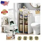4 Tier Slim Bathroom Storage Cabinet - Portable Organizer with Drawers & Wheels