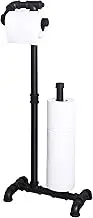 HouseAid Free Standing Industrial Pipe Toilet Paper Holder for Bathroom, Stand Rustic Iron Toilet Roll Holder with Reserve, Vintage Style, Matte Black