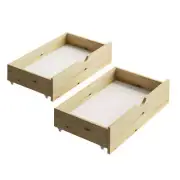 NNEED 2x Trundle Drawers for Bed Frame with Wheels Wooden