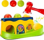 Hammering Pounding Bench Toys for Kids with Ball Roll Rover, Hammer Toy & 3 Balls | Pound a Ball Early Toy | Hammer Case Pounding Bench for Kids 1 2 3 Years Boys Girls (Hammer Toy)