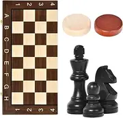 Chess Board Set - Checkers Backgammon Kit | Educational Folding Wooden Backgammon Checker for Women Men Kids Adults Beginners